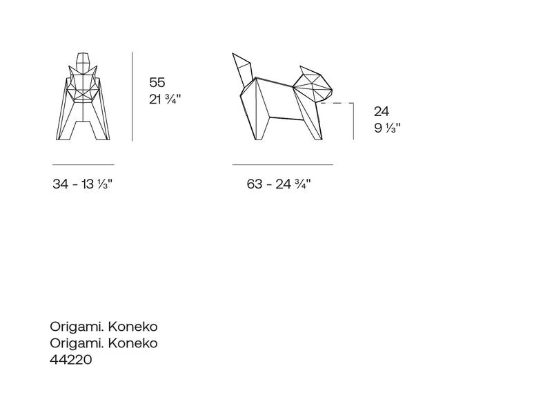 Origami Koneko small cat by Vondom, dimensions 55 cm height and 34cm width  | Koneko dimensions