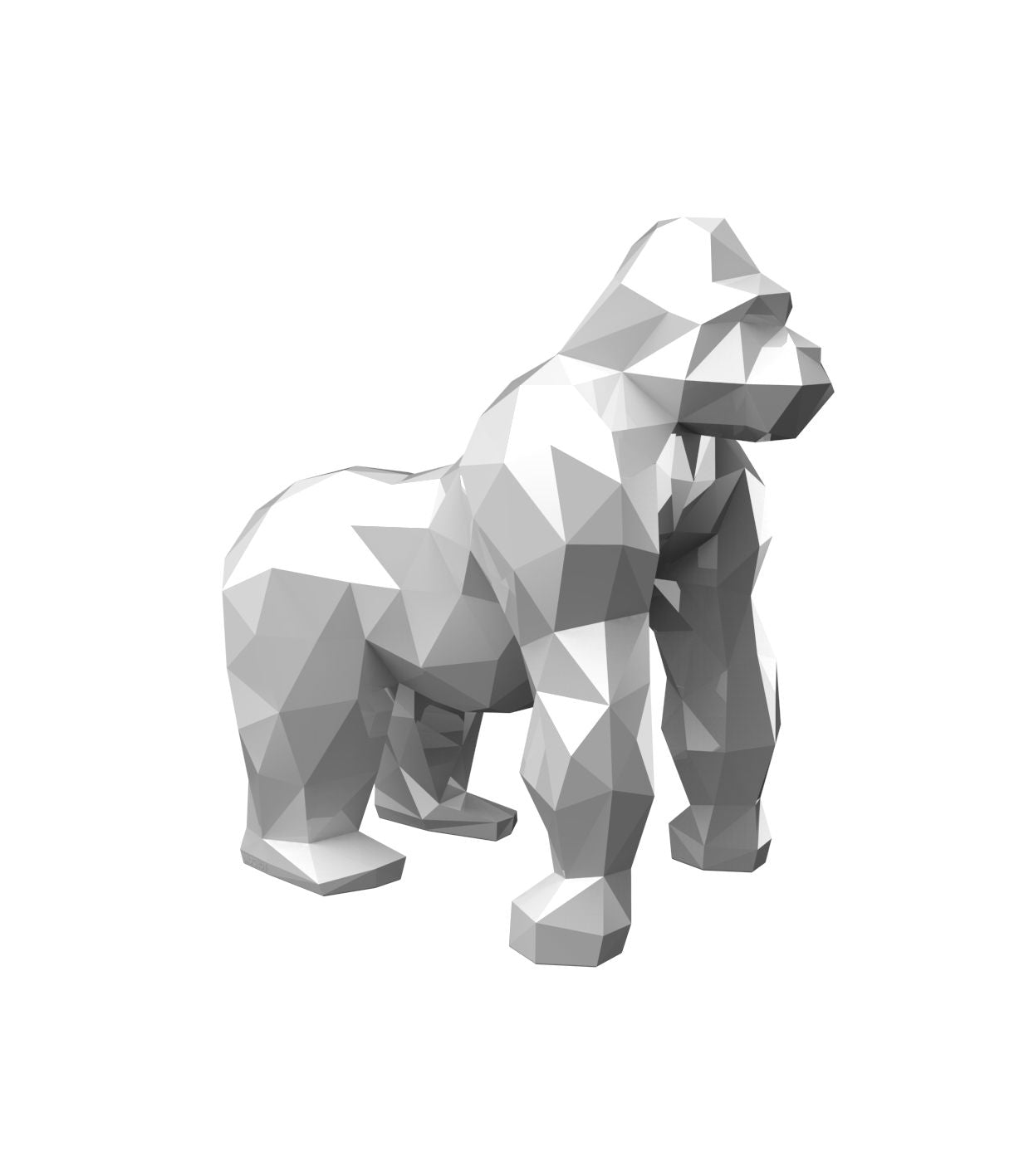 Gloss white Origami Saru gorilla sculpture by Vondom, bold geometric statement piece in sustainable design – Modern Coastal Living.| Gloss White