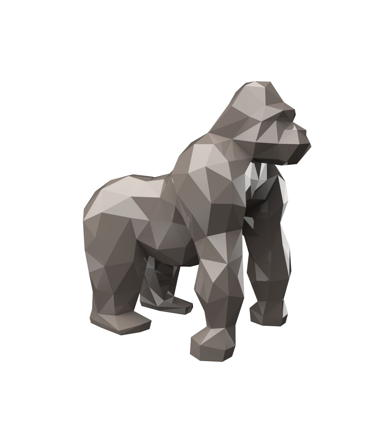 Gloss tortora Origami Saru gorilla sculpture by Vondom, bold geometric statement piece in sustainable design – Modern Coastal Living.| Gloss Tortora