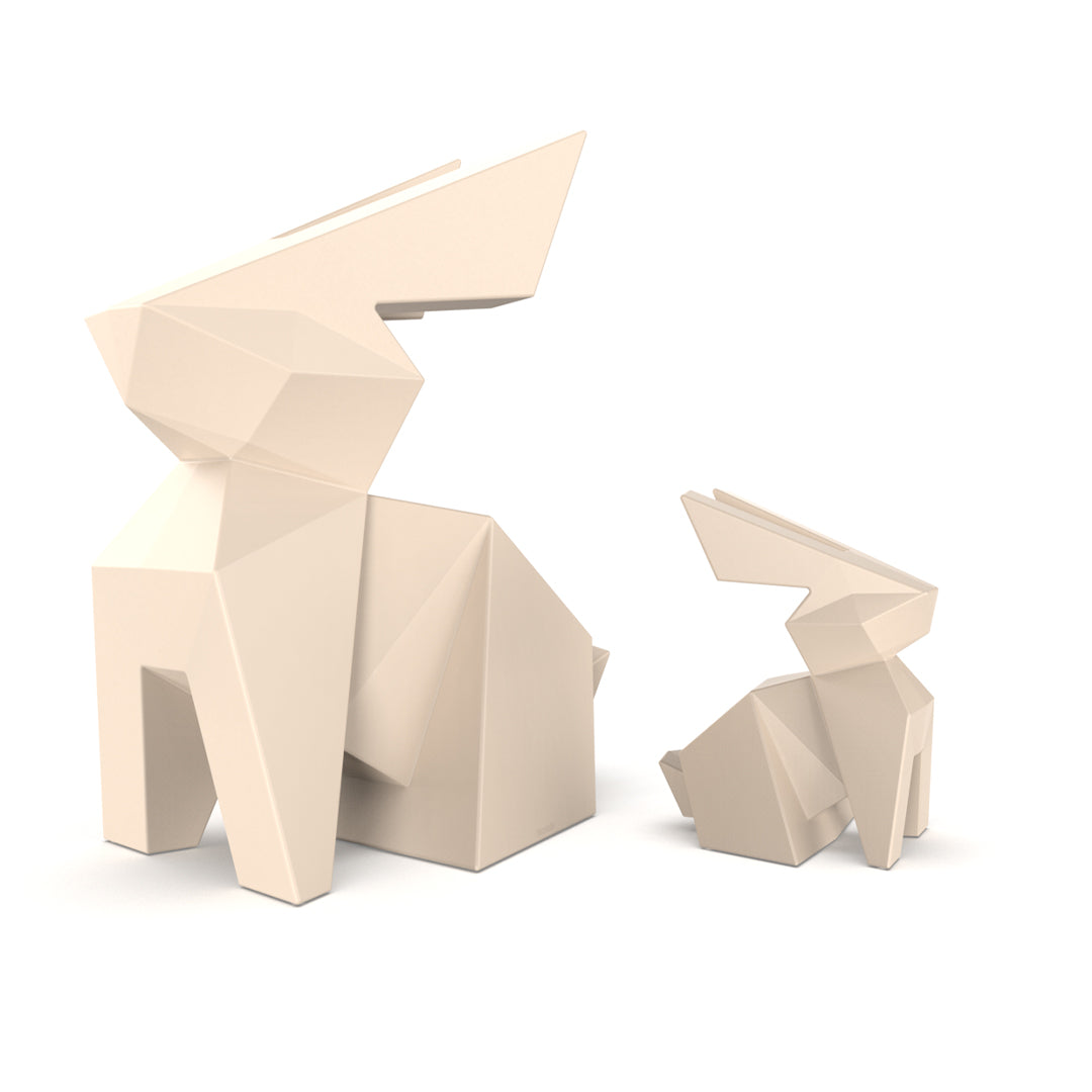 Origami Usagi & Kousagi rabbit sculptures by Vondom, sustainable contemporary art for indoor and outdoor spaces – Modern Coastal Living.