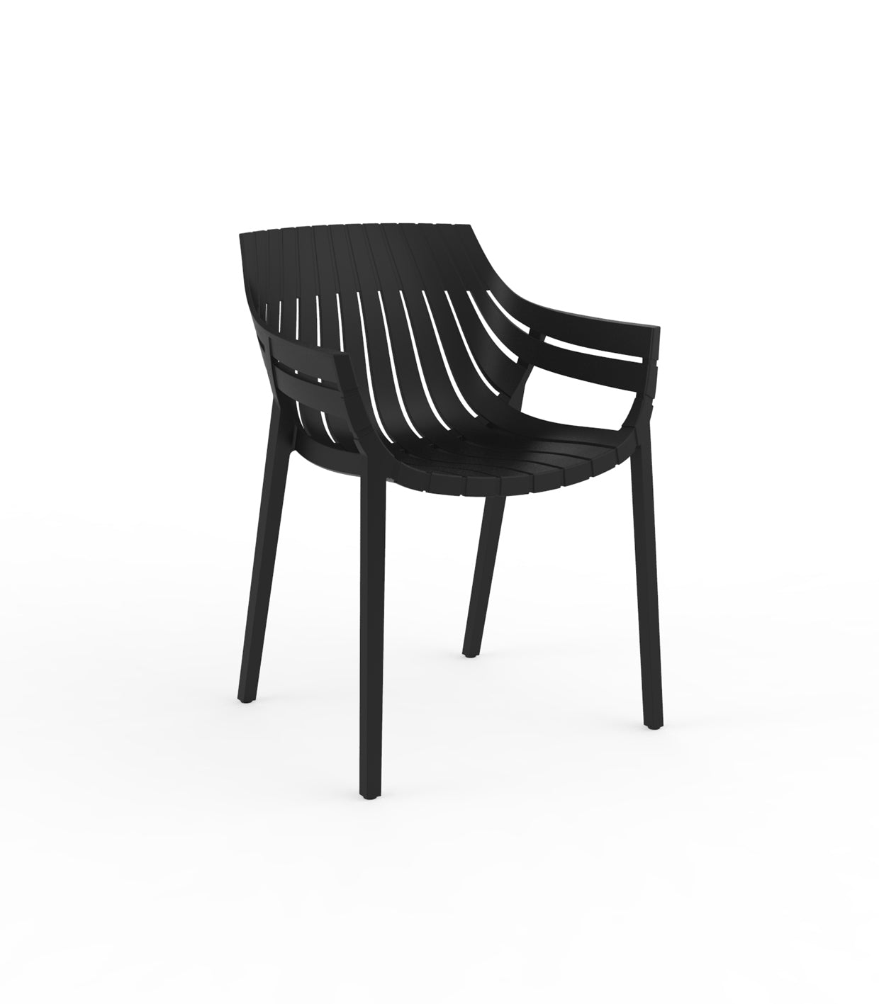 Black Spritz armchair by Archirivolto Design for Vondom, eco-luxury outdoor seating made from Mediterranean recycled plastic – Modern Coastal Living.| Black