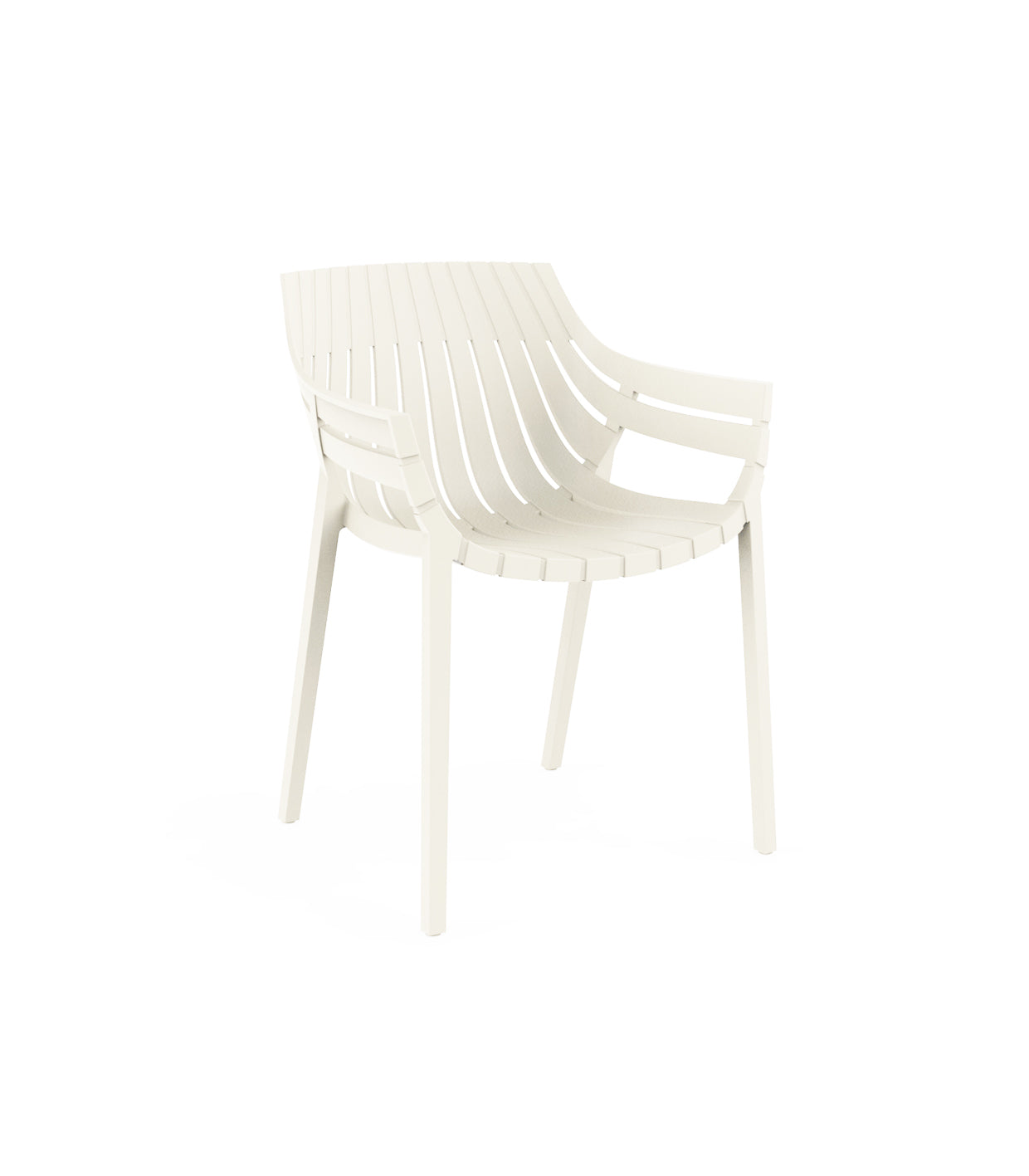 White Spritz armchair by Archirivolto Design for Vondom, eco-luxury outdoor seating made from Mediterranean recycled plastic – Modern Coastal Living.| White