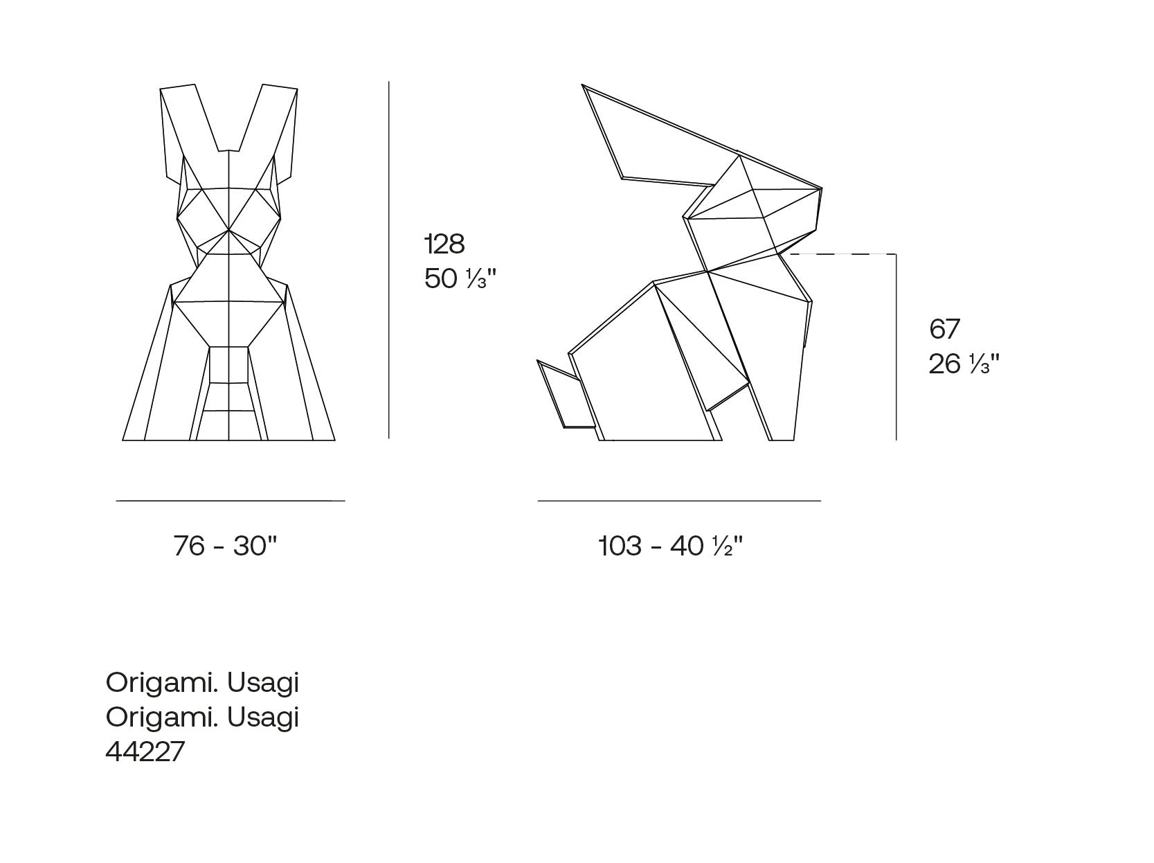 Origami Usagi rabbit sculpture by Vondom,  Dimensions  128cm height 76 cm width – | Usagi dimensions