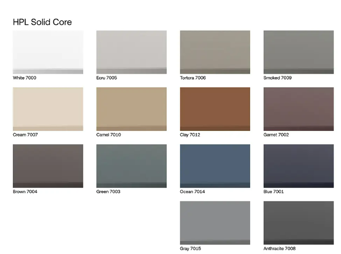 HPL solid core countertop colour collection, durable sustainable surfaces for modern bar and table design – Modern Coastal Living.| HPL Solid Core