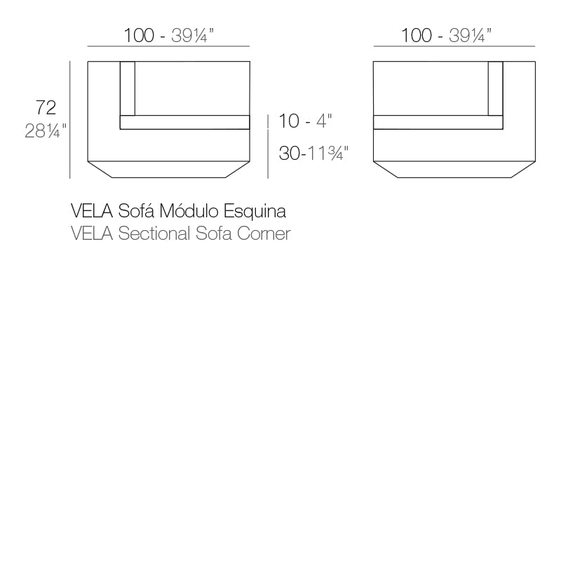 Vela sofa corner by Ramón Esteve for Vondom, modular seating in refined reclaimed design made from Mediterranean recycled plastic – Modern Coastal Living.ela corner sofa by vondom dimensions 72 cm high and 100 cm  length  | Sofa dimensions