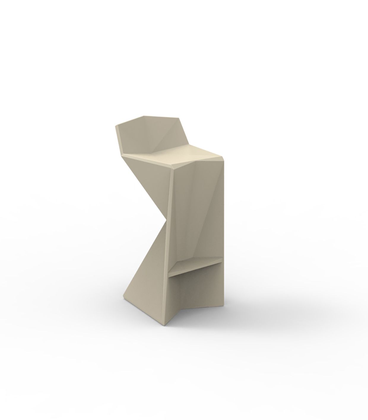 Ecru Vertex bar stool by Vondom, geometric sustainable design by Karim Rashid for modern indoor and outdoor bars – Modern Coastal Living.| Ecru