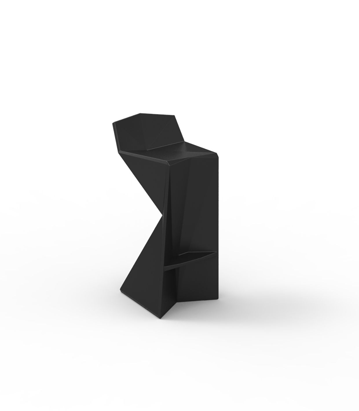 Black Vertex bar stool by Vondom, geometric sustainable design by Karim Rashid for modern indoor and outdoor bars – Modern Coastal Living.| Black