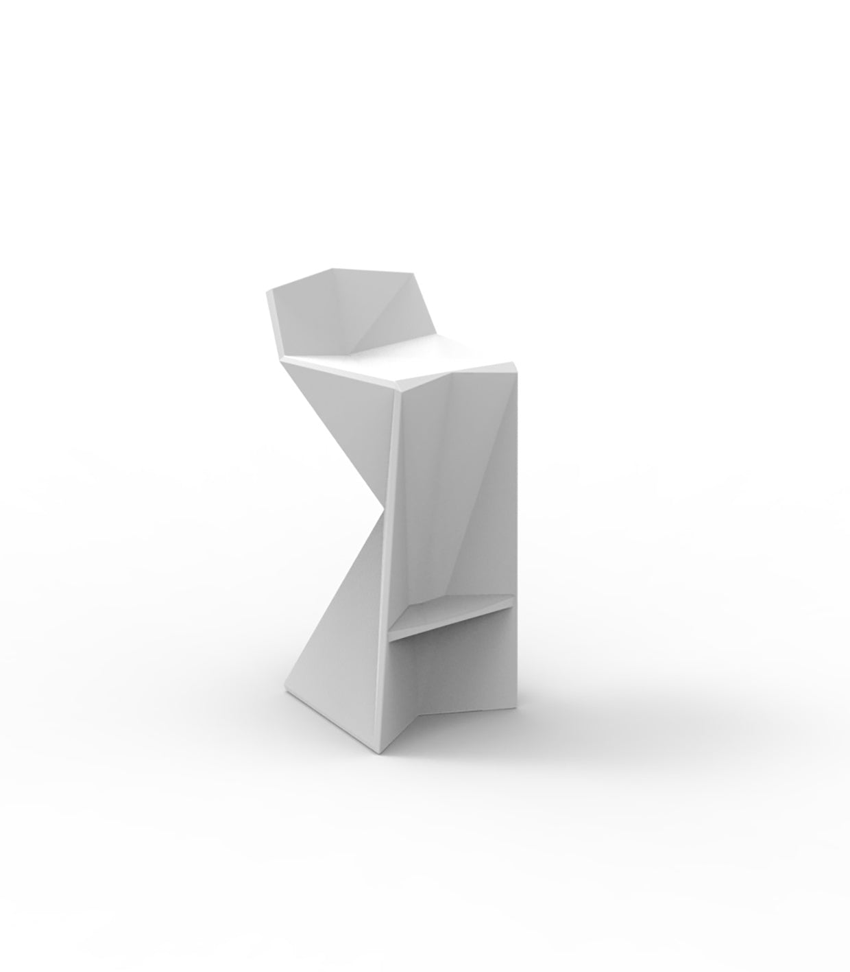White Vertex bar stool by Vondom, geometric sustainable design by Karim Rashid for modern indoor and outdoor bars – Modern Coastal Living.| White