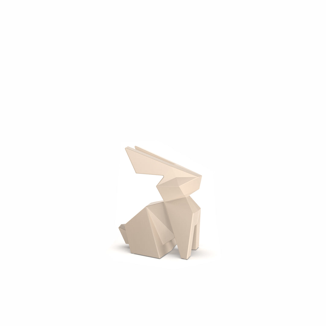 Ecru Origami Kousagi small rabbit by Vondom, playful geometric figure for modern homes and gardens – Modern Coastal Living.| Ecru