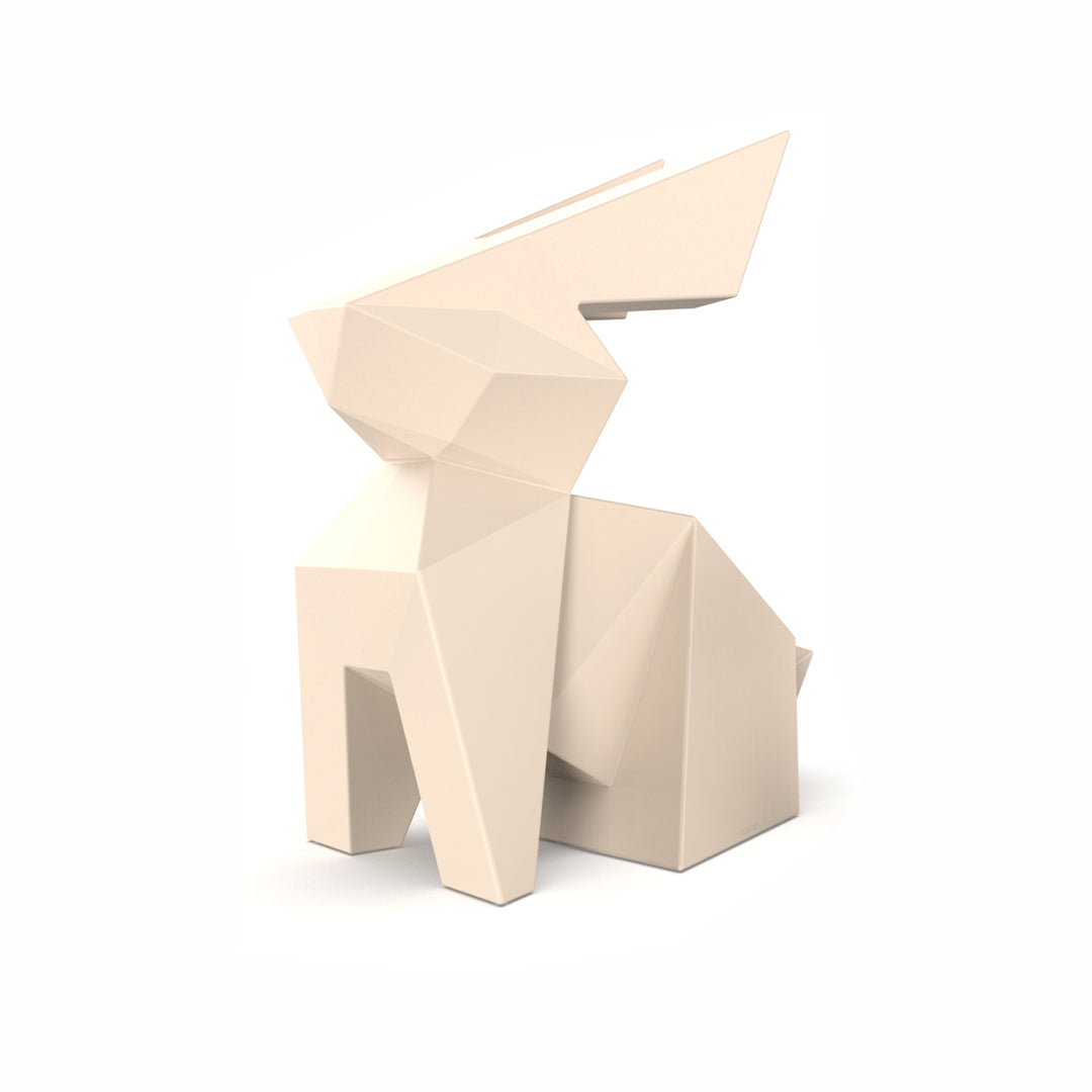 Ecru Origami Usagi rabbit sculpture by Vondom, contemporary origami design in sustainable materials – Modern Coastal Living| Usagi Ecru
