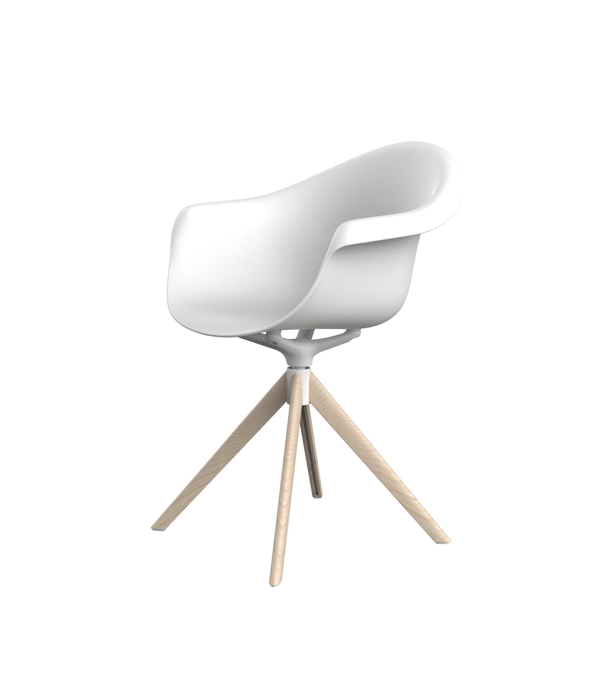 White Incasso Swivel Armchair with Wooden Legs by Vondom eco-luxury Mediterranean seating at Modern Coastal Living| White