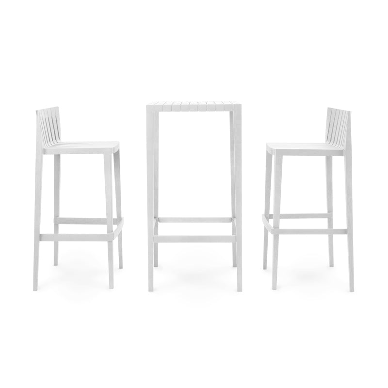 White Spritz high table by Archirivolto Design for Vondom, luxury outdoor high table in refined reclaimed design made from Mediterranean recycled plastic – Modern Coastal Living.| White