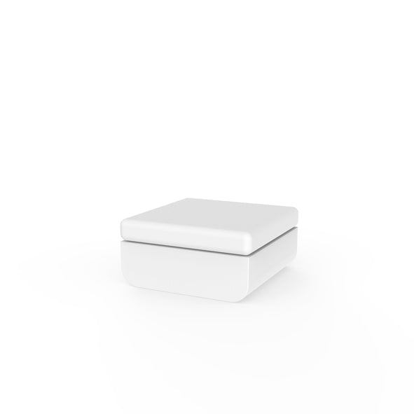 White ULM ottoman by Ramón Esteve for Vondom, versatile luxury piece in reclaimed elegance made from Mediterranean recycled plastic – Modern Coastal Living.| White