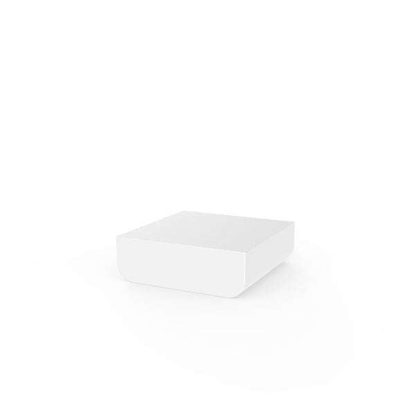 White ULM coffee table by Ramón Esteve for Vondom, eco-luxury outdoor table crafted from Mediterranean recycled plastic – Modern Coastal Living.| White