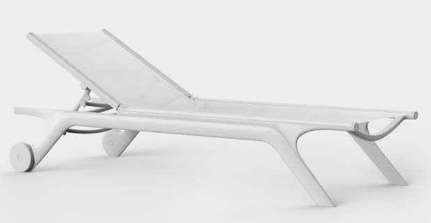 White Africa Eco-Luxury Sun Lounger by Eugeni Quitllet for Vondom crafted from recycled ocean plastics at Modern Coastal Living| White